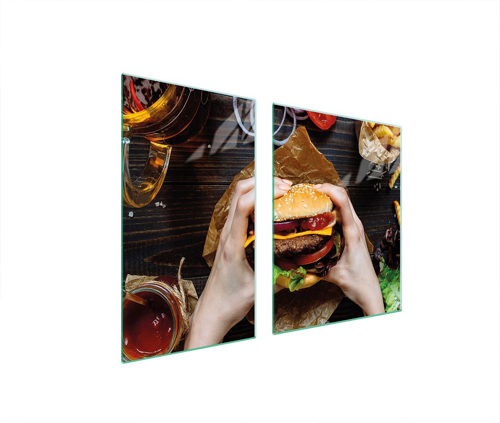 Glasplatte und Schneidebrett 100x52 Hamburger