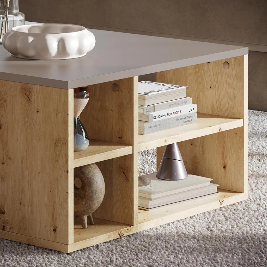 Table basse rectangulaire Vicco Danny Cachemire à étagères 90x60 cm - 4