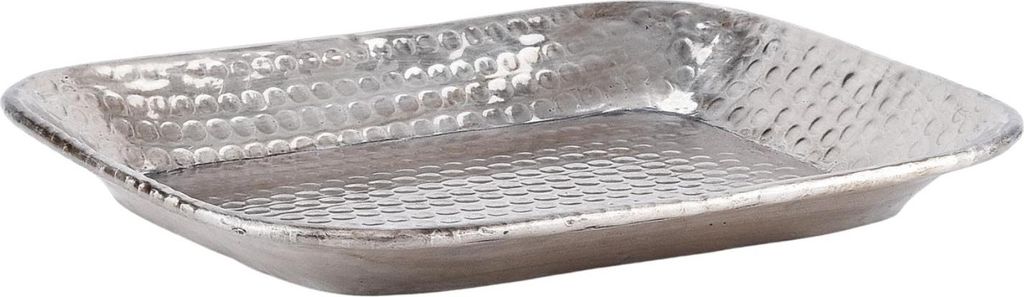 MARRAKESCH Tablett Serviertablett Eckig aus Aluminium 21cm groß Lesha Silber Skandinavisches Design Deko