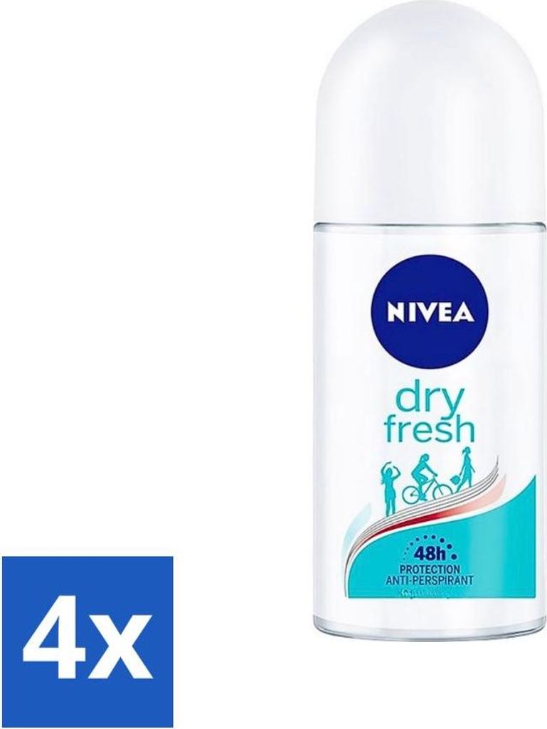 Nivea - Deodorant - Roller - Dry Fresh - 48 Stunden lang anhaltend - 50 ml - Vorteilspack - 4 Stücke
