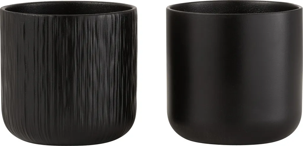 Lot de 2 pots de fleurs J-Line Gen noirs 15 cm : finissez-en avec le désordre