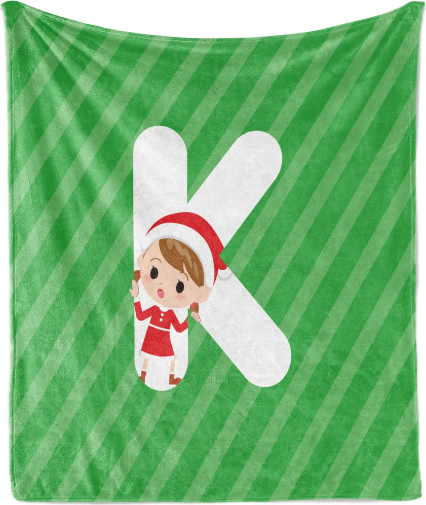 Plaid Natalizio ABAKUHAUS Design Lettera K 175x230 cm Verde Corallo