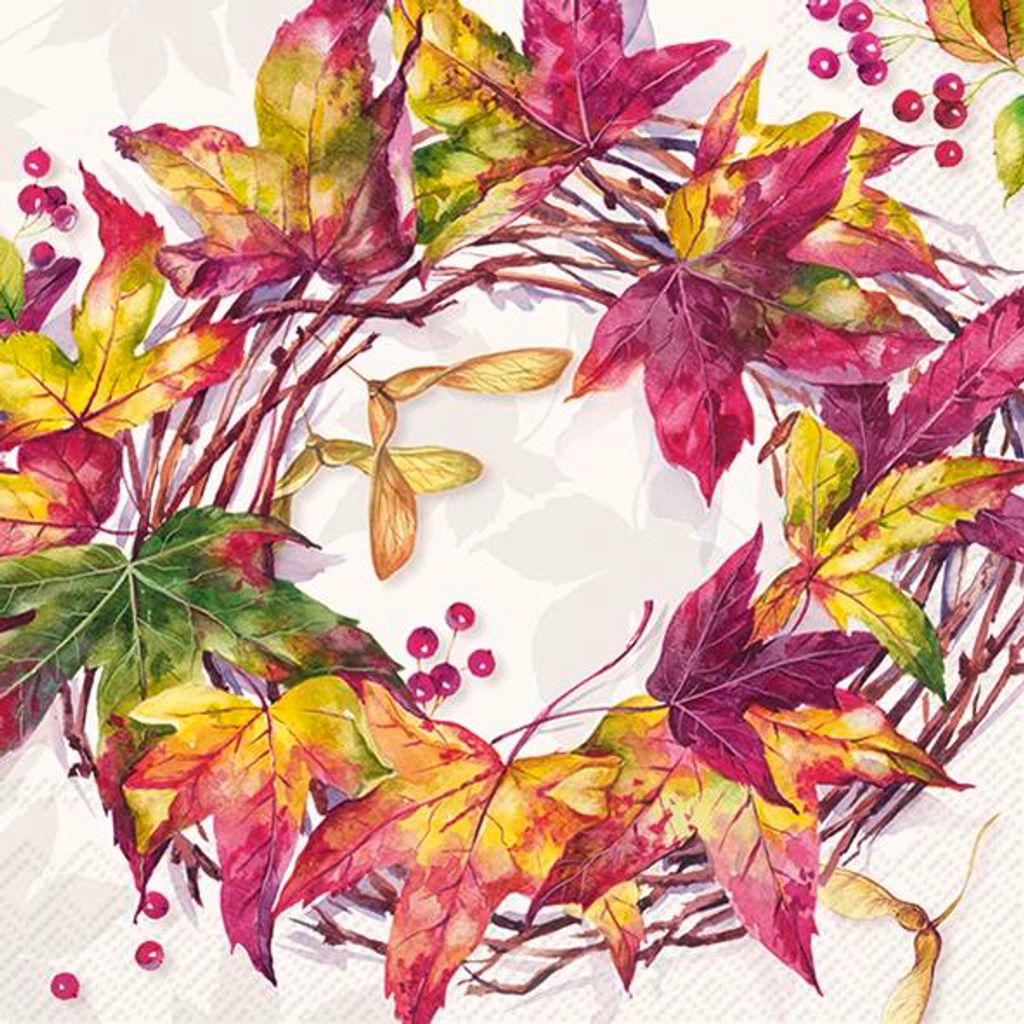 Servietten 33x33 cm - FOREST WREATH cream