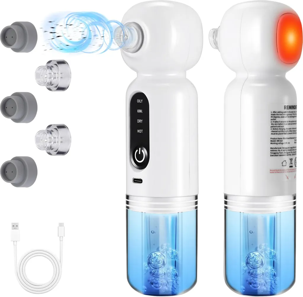 Soin visage anti-imperfection : aspirateur de points noirs rechargeable
