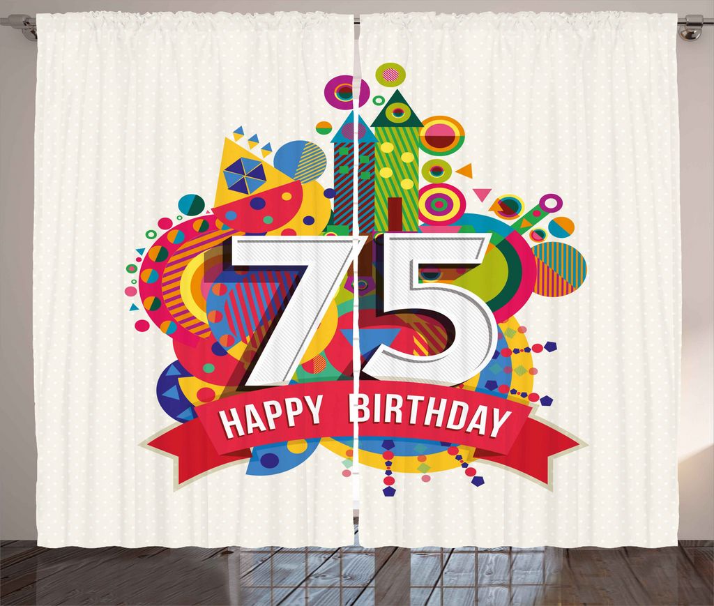 ABAKUHAUS Festlich Rustikaler Vorhang, Bunter Geburtstag, Wohnzimmer Universalband Gardinen mit Schlaufen und Haken, 280 x 225 cm, Mehrfarbig