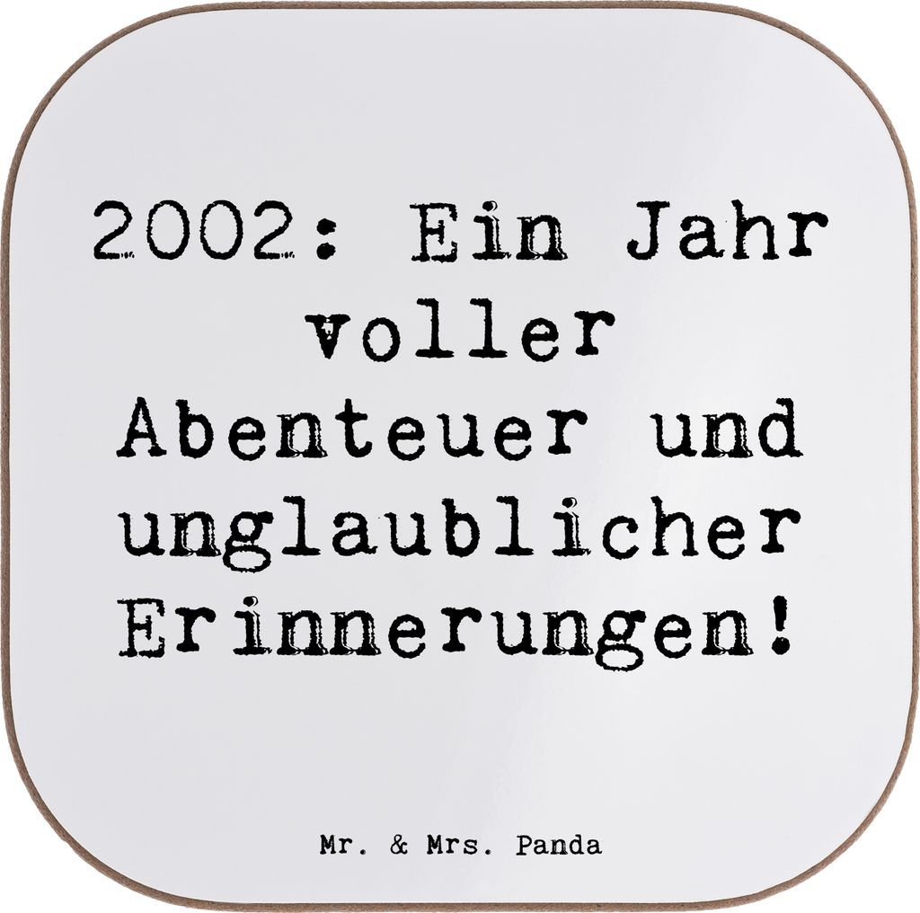 Mr. & Mrs. Panda Untersetzer Glas Spruch 2002 Geburtstag Abenteuer - Weiß - Geschenk, Tassen, Glückwunsch, Jahrgang, Happy Birthday, Coaster, Geb...