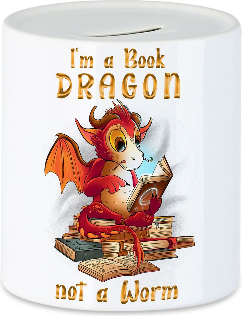 I Am A Book Dragon Not A Worm Spardose Bücherwurm Buch Lesen Bildung Magie Drachen Dragon