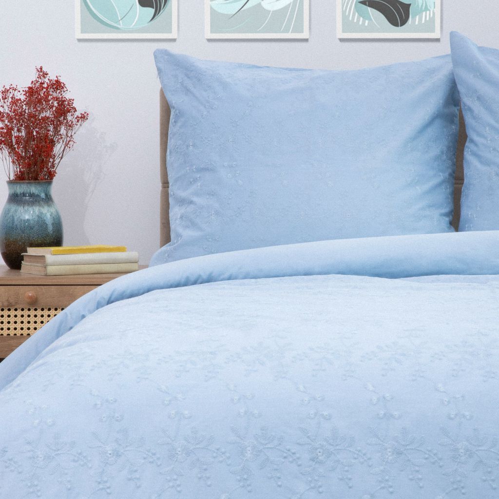 Kissenbezug Bettbezug Bettwäsche LILITH gestrickt blau PREMIUM 160x200 + 2*50x60 cm HOMLA