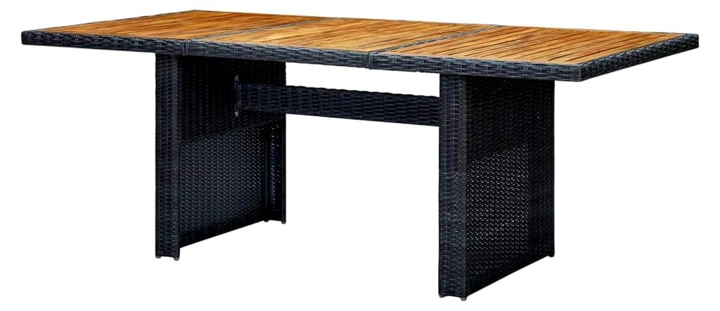Gartentisch, Klapptisch Garten, Balkontisch, Garten Tisch, Balkonmöbel, Tisch Klappbar, Dunkelgrau Poly Rattan und Akazie Massivholz