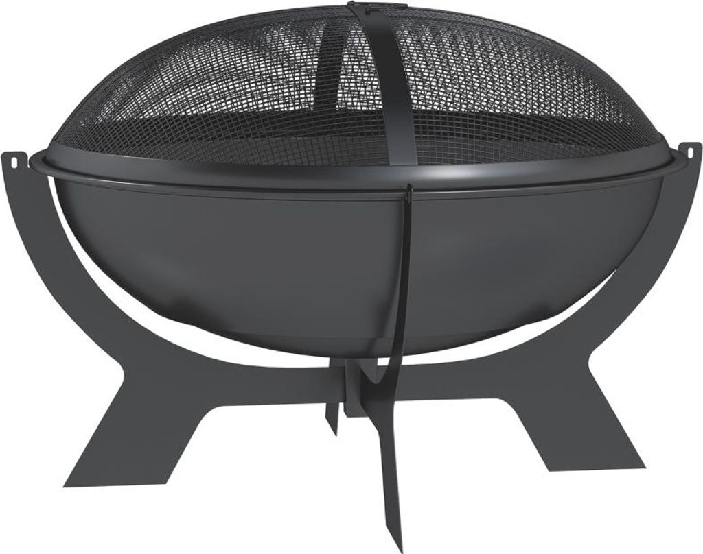 Feuerschale Ø54x39cm aus Metall Rund Feuerstelle mit Funkenschutz Schürhaken Tragbare Feuerschalen Feuerkorb für Garten, Balkon Terrasse