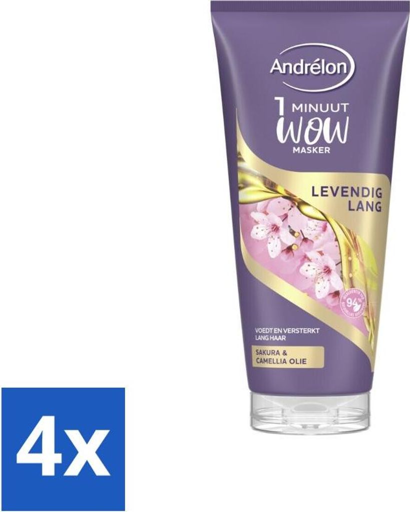 Andrélon - WOW - Maske - Vibrant Long - 180 ml - Vorteilspack - 4 Stücke