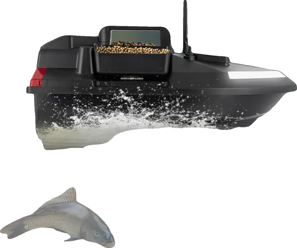 Bateau amorceur GPS résistant en ABS noir, batterie grande capacité
