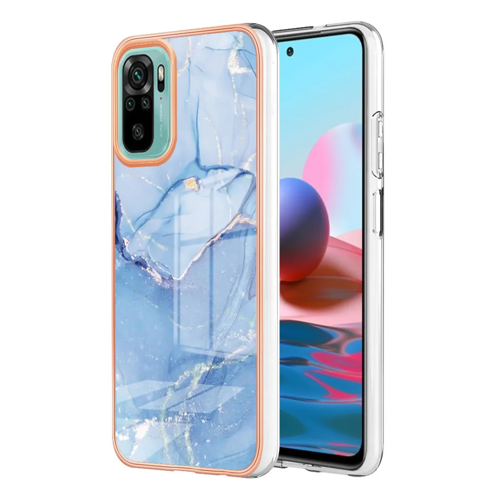 Custodia per Xiaomi Redmi Note 10S / Note 10 4G, custodia in silicone TPU a fantasia, paraurti antiurto blu