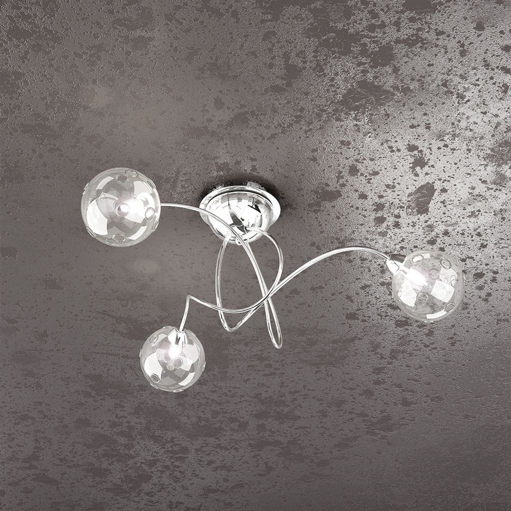 Plafonnier contemporain Super Ball Métal Chrome Verre Pirex Image du produit 