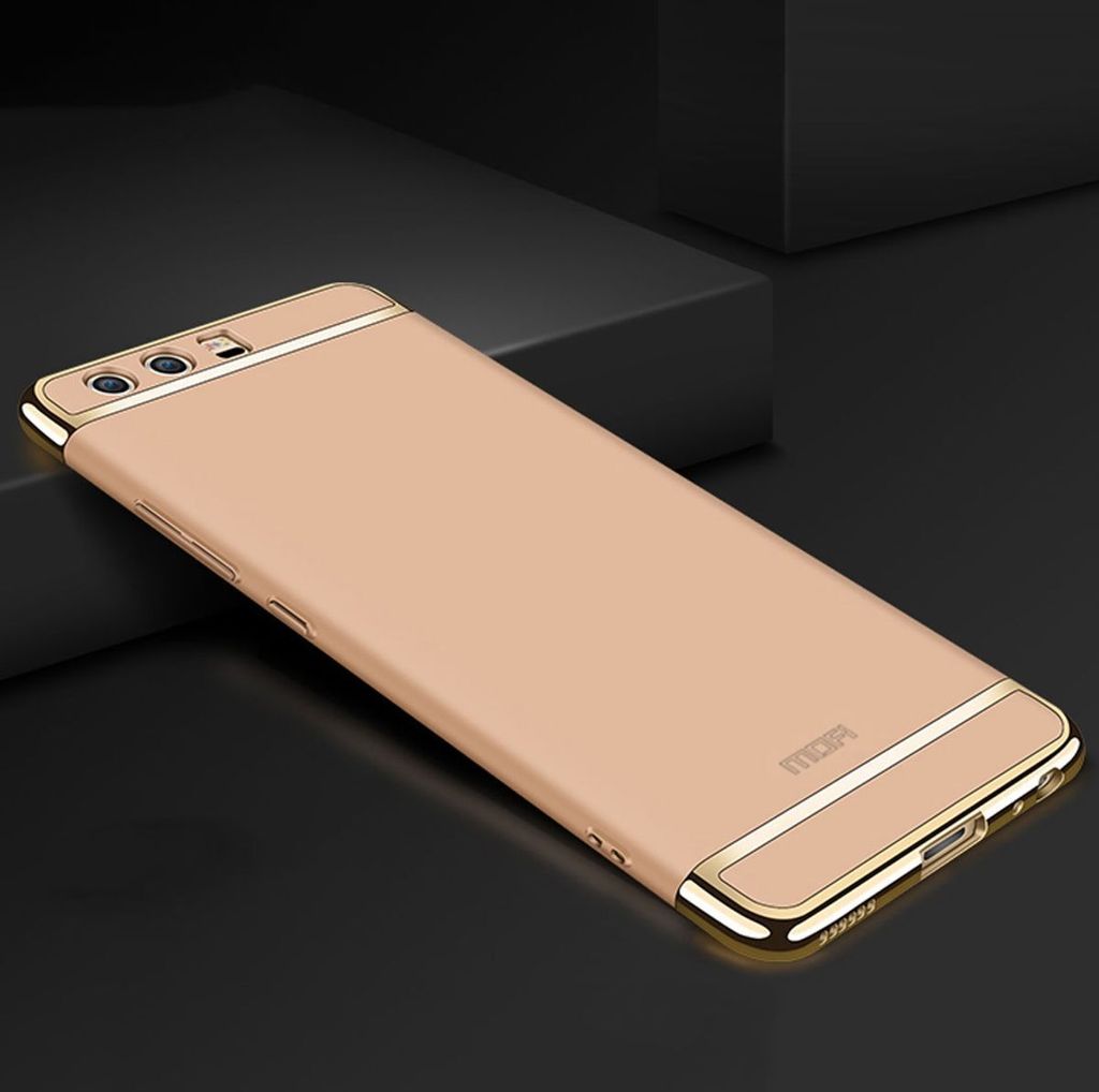 Handy Hülle Schutz Case für Huawei P10 Plus Bumper 3 in 1 Cover Chrom Etui Gold