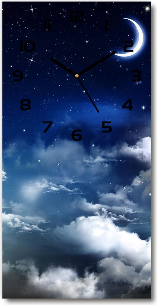 Wanduhr aus Glas – 30x60 cm - Glasbild - Glasuhr - Gehärtetes Glas -Sternenhimmel