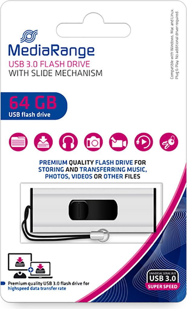 MediaRange USB Stick 3.0 Flash Drive weiß 64 Gbyte Produktbild 