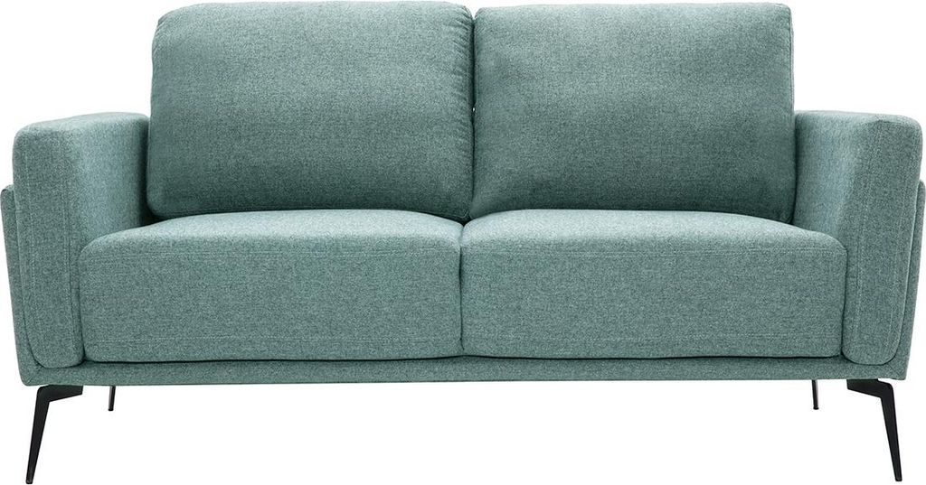 Miliboo - Design-Sofa im grüngrauem Samtdesign mit schwarzem Metallfuß 2-Sitzer MOSCO
