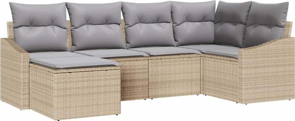 "SALE 2026" Sofa Set mit Kissen 6 pcs Beige Poly Rattan - Terassenmöbel DEMöbel897260