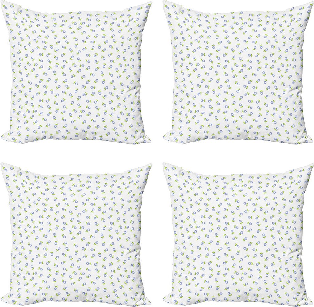 ABAKUHAUS Blumen Kissenbezug Set (4 Stück), Grün-Blatt-Weinlese, Moderner Doppelseitiger Digitaldruck, 40 cm x 40 cm, Grün Violett Blau Weiß