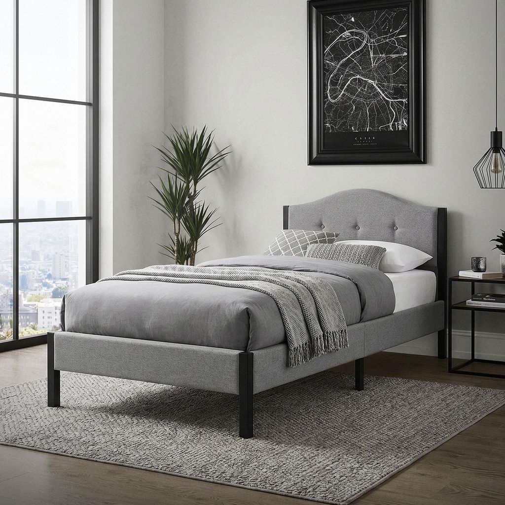 Letto imbottito ML-Design, 90x200 cm, grigio. Letto singolo Immagine del prodotto 