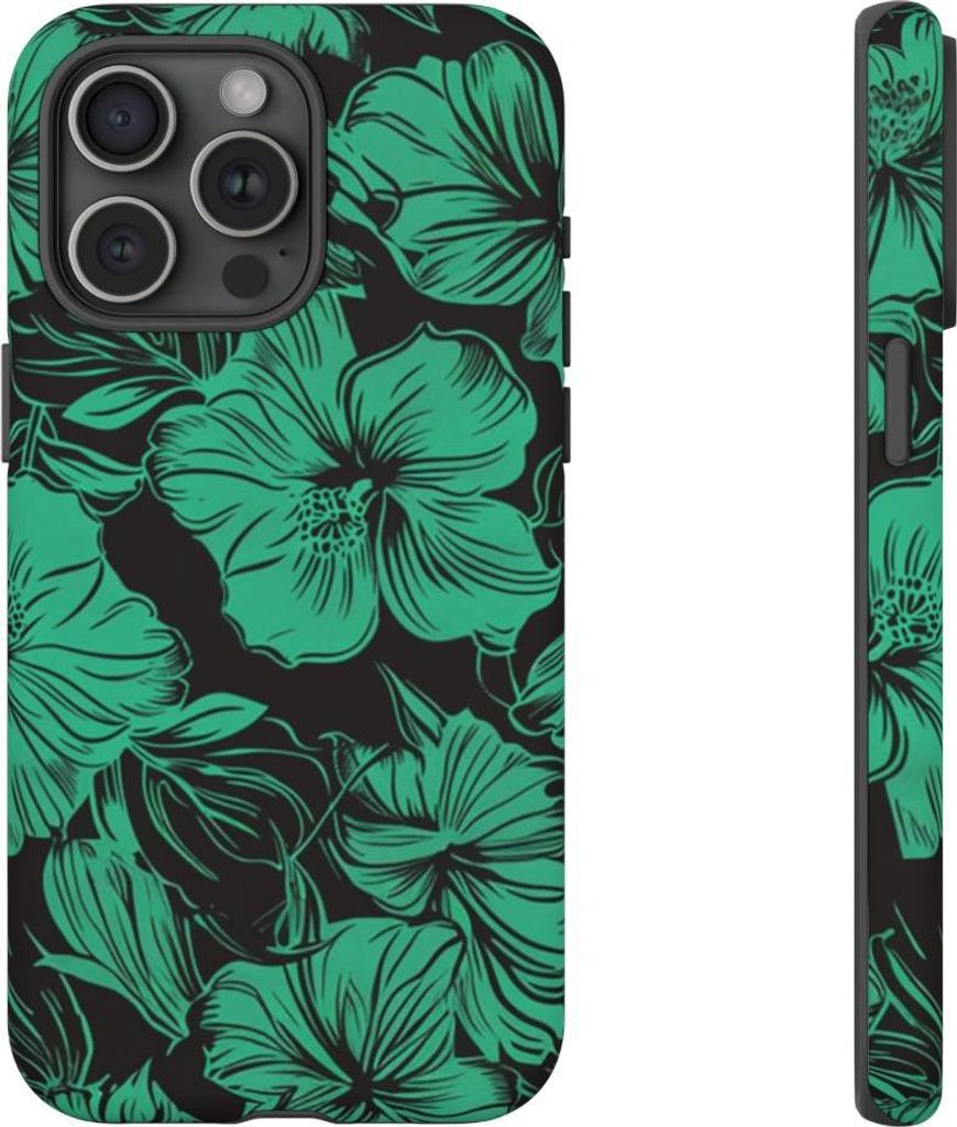 Grünes Hawaii-Blumenmuster – Hülle Kompatibel mit iPhone 15 Pro Max