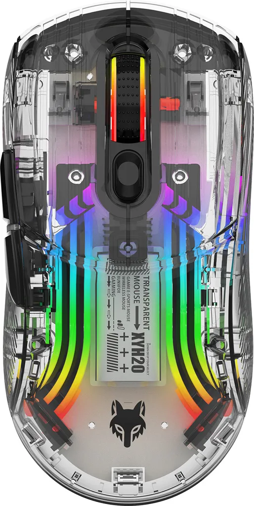 Souris Gaming Sans Fil Transparente RGB avec Batterie Rechargeable Noir