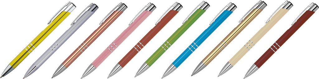 10 Kugelschreiber aus Metall / 10 verschiedene Farben Produktbild 