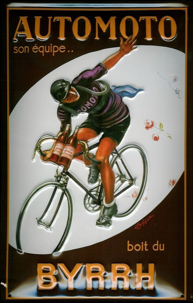 Blechschild Nostalgieschild Byrrh Automoto Radrennen Fahrrad