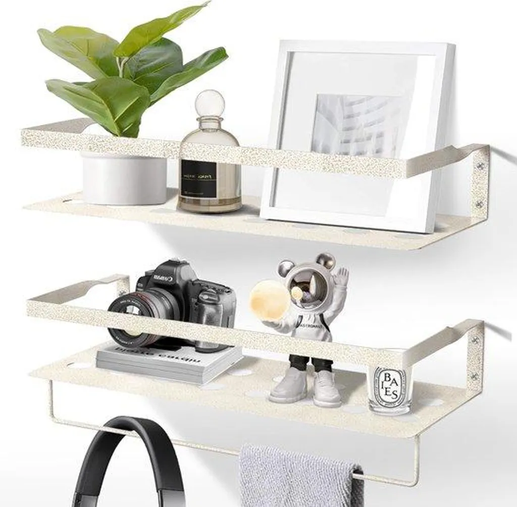 Lot de 2 Panneaux Muraux 40 cm Blancs avec Porte-Serviettes Intégré