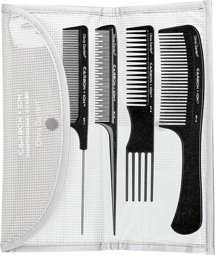 Olivia Garden Set Combs 4-pc ST Comb Pouch
