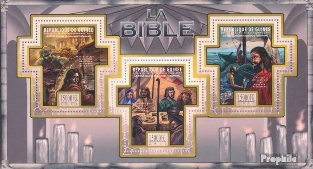 Briefmarken Guinea 2011 Mi 8505-8507 Kleinbogen (kompl. Ausgabe) postfrisch Die Bibel, Altes und Neues Testament
