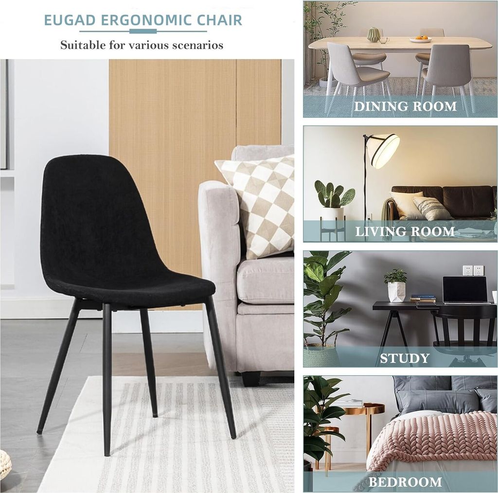 EUGAD 4 × Esszimmerstühle mit Rückenlehne, Polsterstuhl Produktbild 8