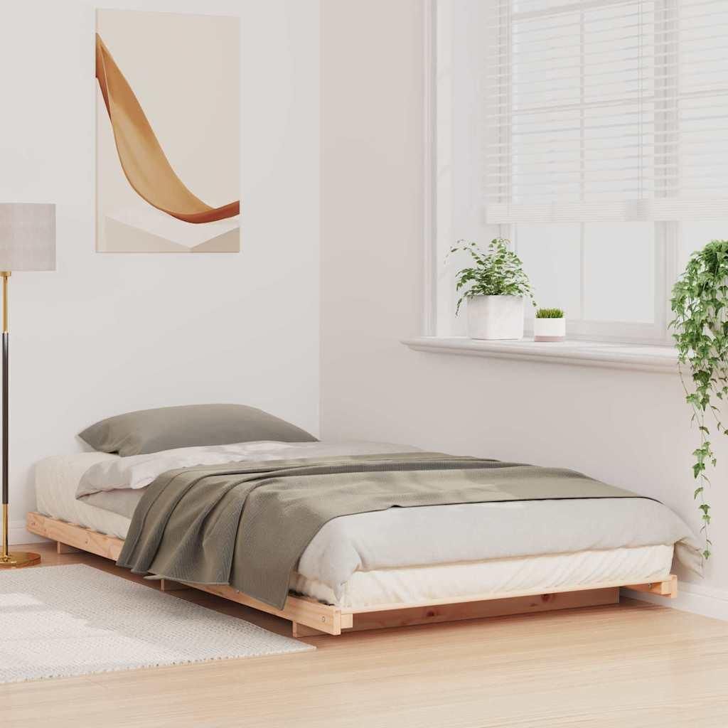 "im Sonderangebot" Bodenbettgestell/Bettrahmen - CLORIS - Einzelbett - Braun 90 x 190 cm - Einfache Montage - Massivholz Kiefer - DEMöbel4518778