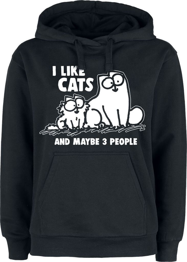 Simon's Cat Kapuzenpullover Damen I Like Cats And Maybe 3 People schwarz M