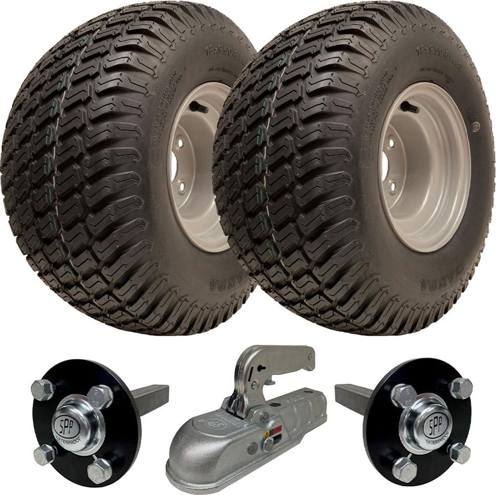 18x9.50-8 ATV Trailer Kit P332 Gras Räder 35x35mm Stub Achsen Cast Hitch 750kgs