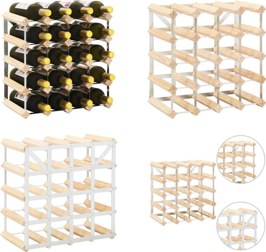 vidaXL Weinregal für 20 Flaschen Massivholz Kiefer - Weinregal - Weinregale - Flaschenregal - Flaschenregale