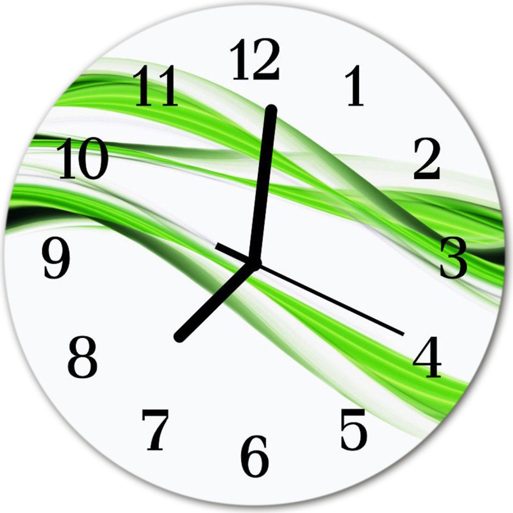 Glasuhr Wanduhr Küchenuhr Echt-Glas 30fi cm Abstrakte Linien grün