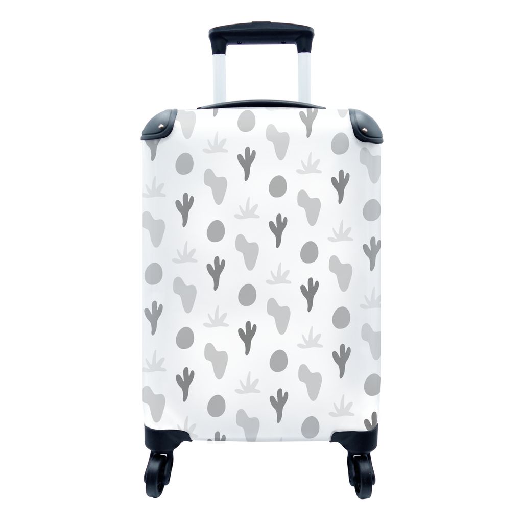 MuchoWow Koffer Handgepäck Trolley Rollkoffer Kleine Reisekoffer mit 4 Rollen - Hintergrund - Pflanzen - Schwarz - Weiß - Cabin Size < 55x40x23...