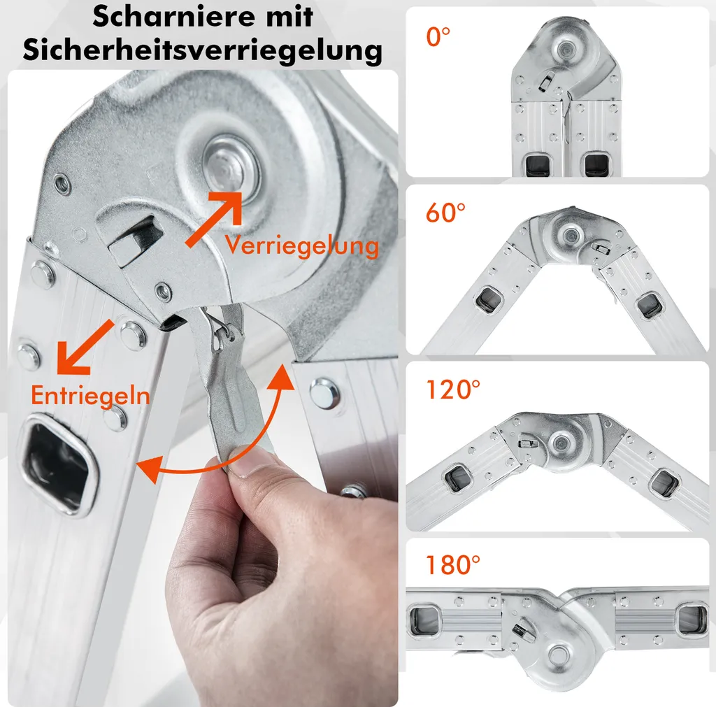 Échelle transformable 7 en 1 aluminium robuste 150kg longueur 3,7m