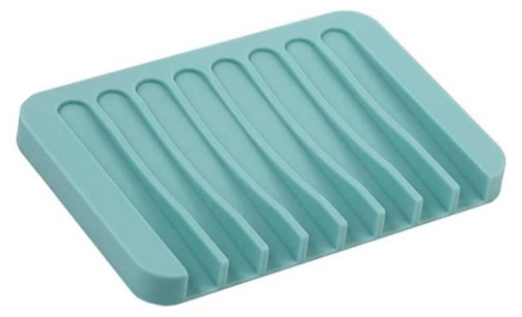 Selbstentleerende Seifenschale aus Silikon mit Wasserfall-Ablauf für Badezimmer, Dusche, Badewanne und Küchenspüle