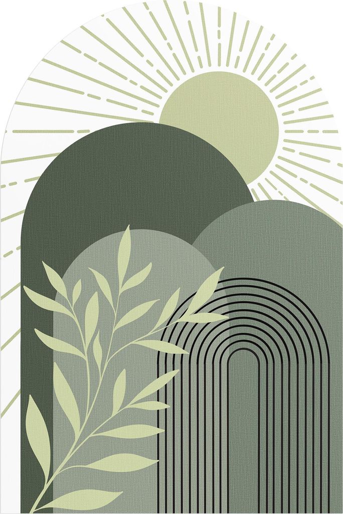 DEQORI Fototapete Rundbogen 100x150 cm 'Lichtspiel der Natur' Wand Tapete Sticker