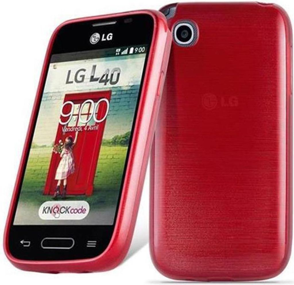 Cadorabo Hülle für LG L40 Schutz Hülle in Rot Schutzhülle TPU Silikon Etui Case Cover