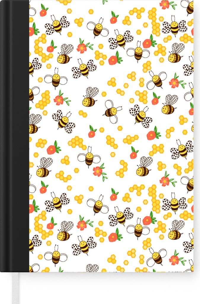 MuchoWow Notizbuch Tagebuch Haushaltsbuch Notebook A5 Honig - Biene - Blumen - Frühling - Notizblock - Notizheft - Notebook - Schreibblock - Papier
