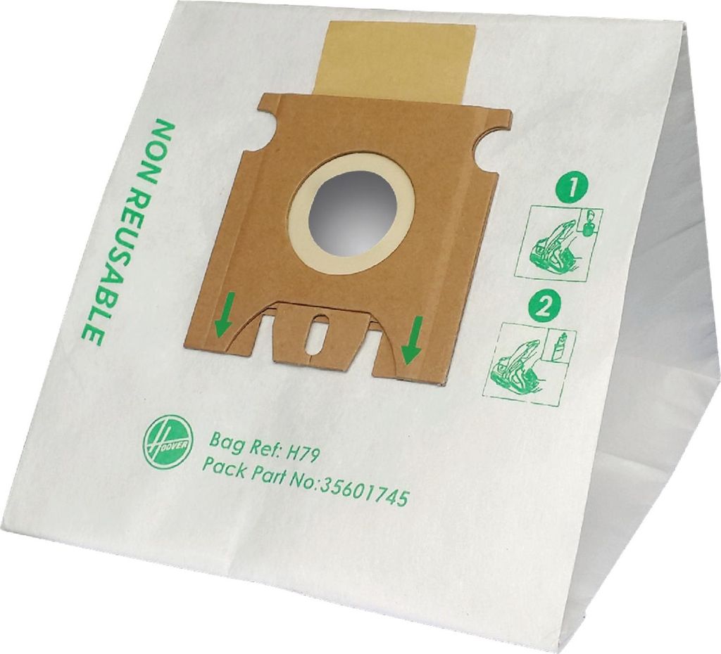 Hoover Zylinder-Staubsaugerbeutel, 5 Stück, weiß, 3 L, H79