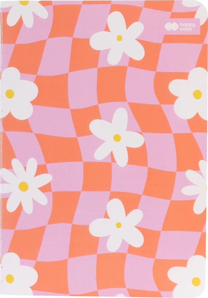 Notizbuch A6 32k dots Bloom Pastell Karo rosa und orange mit Blumen Happy Color