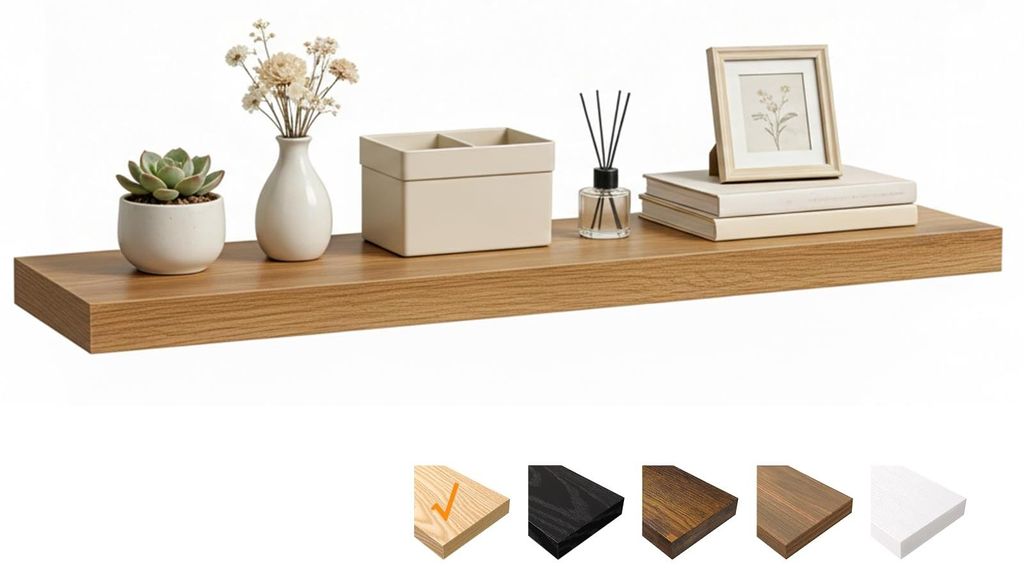 Wandregal aus Eiche, 100 x 23,5 x 3,8 cm, Holzregal mit unsichtbaren Halterungen, schwebendes Regal für Schlafzimmer, Wohnzimmer, Badezimmer, Küc...