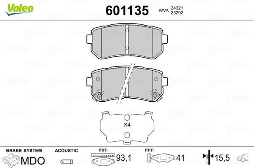 Plaquettes de Frein Haute Performance Valeo 601135 - Spécial SUV Coréen