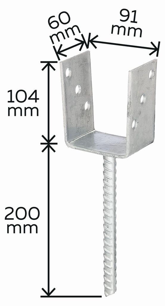 Alberts 214265 Wspornik słupka U z kotwą do betonu ze stali Zdjęcie produktu 