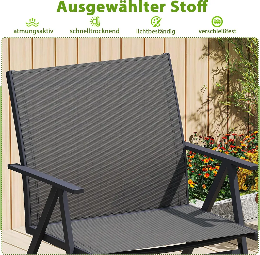 Lot de 2 Chaises Extérieures Anti-Chaleur et Solides Gris Anthracite - 5